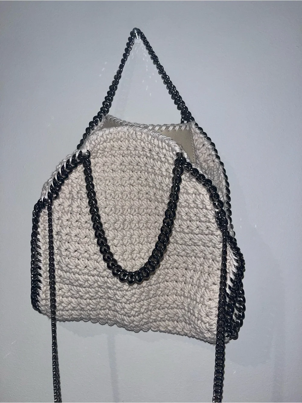 Stella McCartney Falabella Mini Tote Crochet Shoulder Bag with Silver Chain - Picture 2 of 5